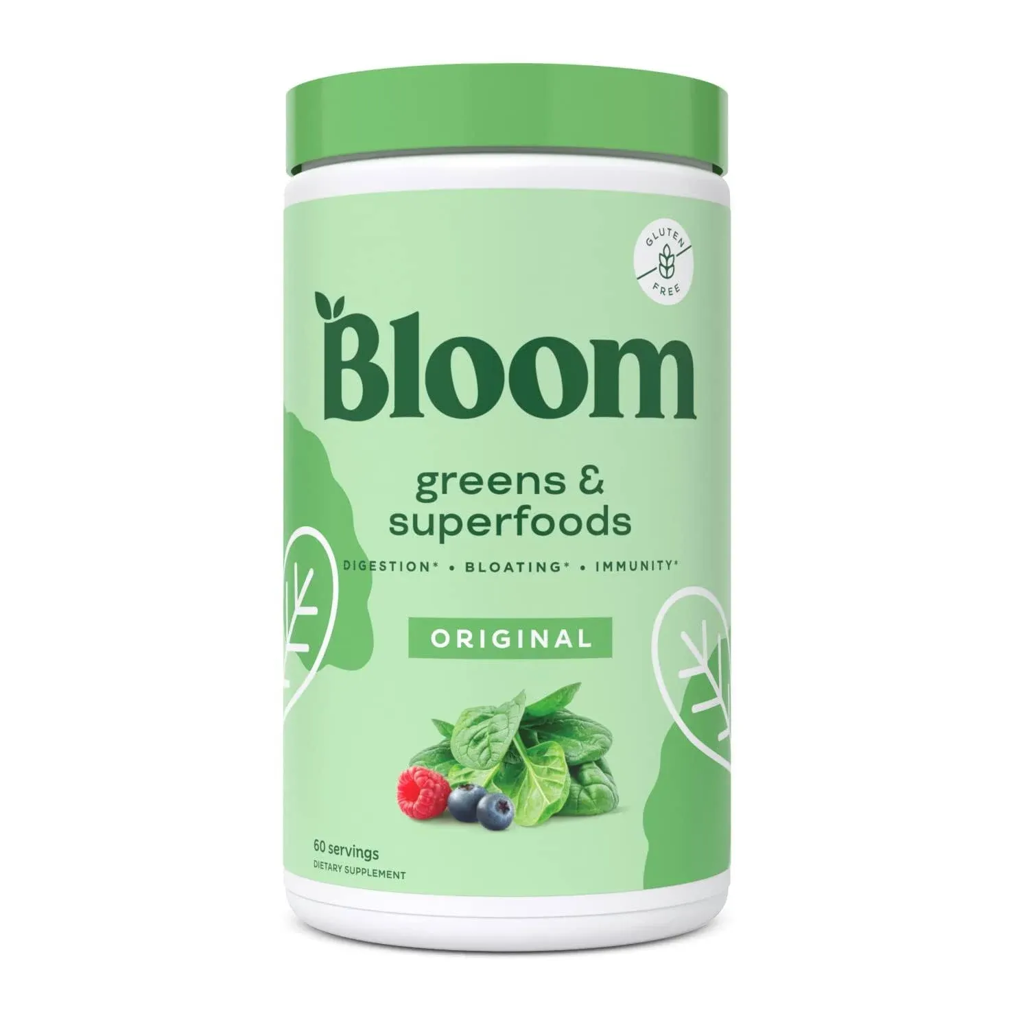 Bloom Nutrition Superfood Greens Powder, Digestive Enzymes with Probiotics and Prebiotics, Gut Health, Bloating Relief for Women, Chlorella, Green Juice Mix with Beet Root Powder, 60 SVG, Original