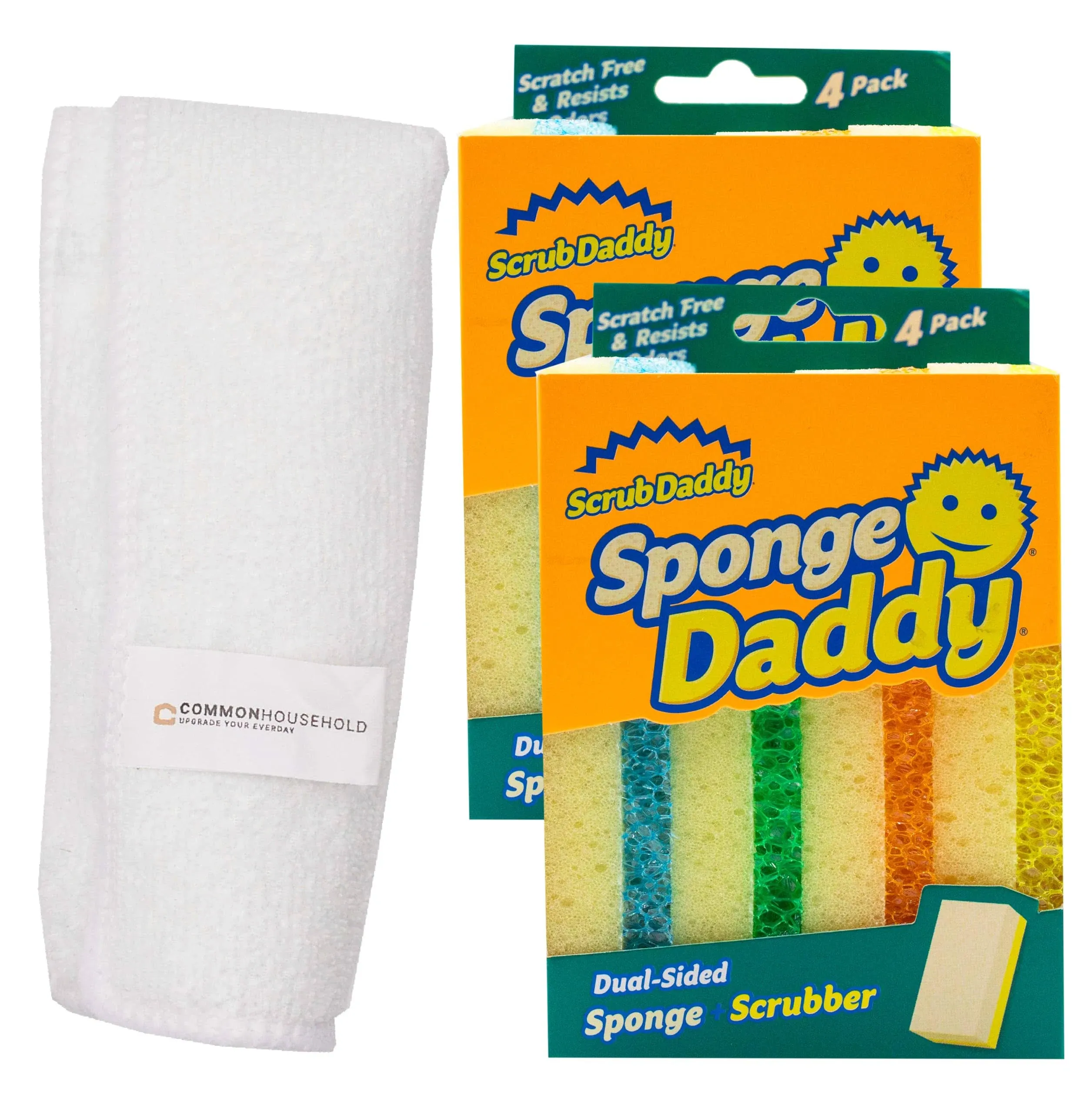 COMMON HOUSEHOLD Non-Abrasive, Reusable Microfiber Cloth Bundled with (2) Sponge