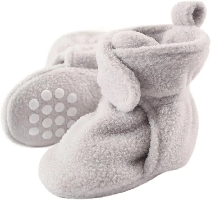 Luvable Friends Baby and Toddler Cozy Fleece Booties, Gray