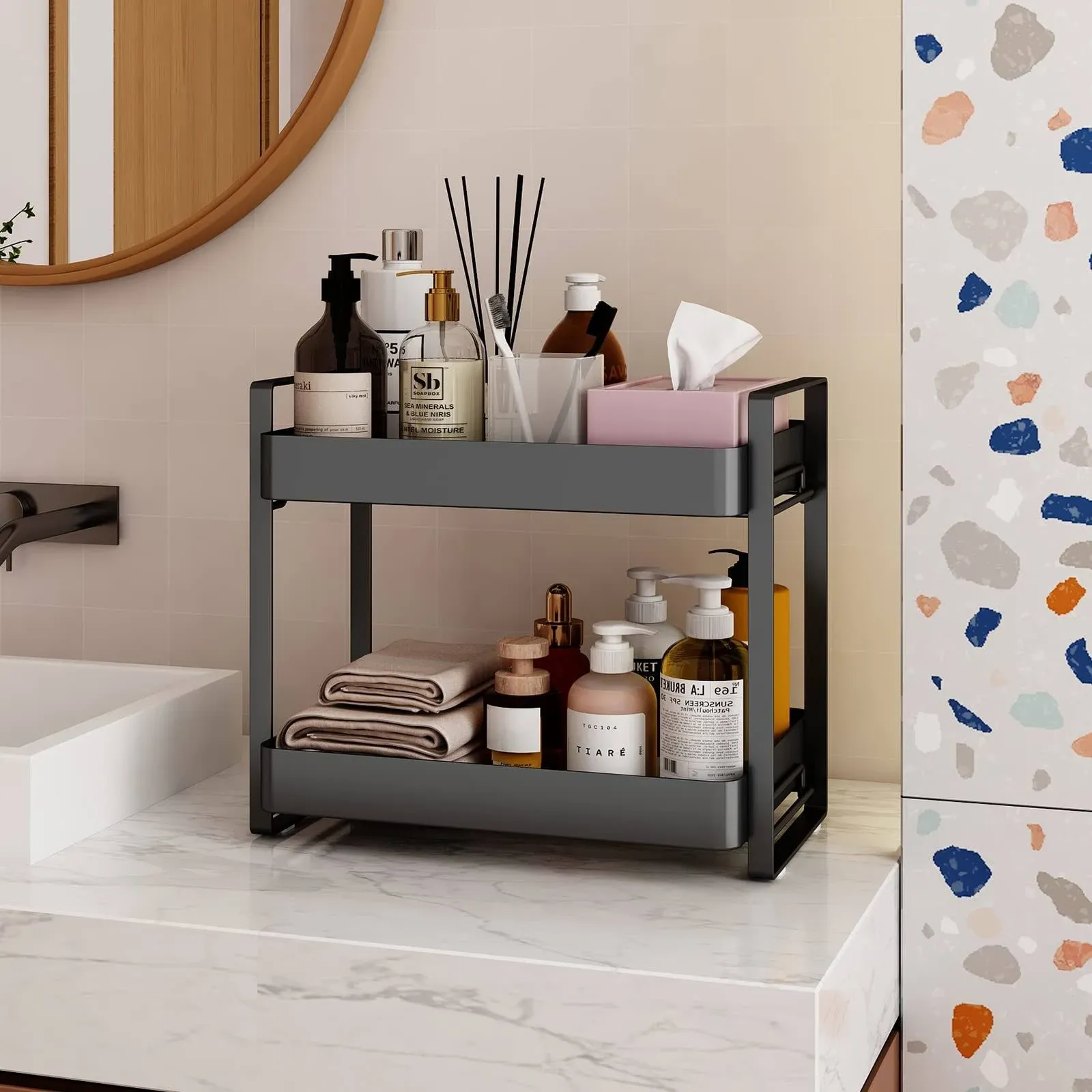 2 Tier Bathroom Counter Organizer Makeup And Cosmetic Organizer Rack Bathroom Va