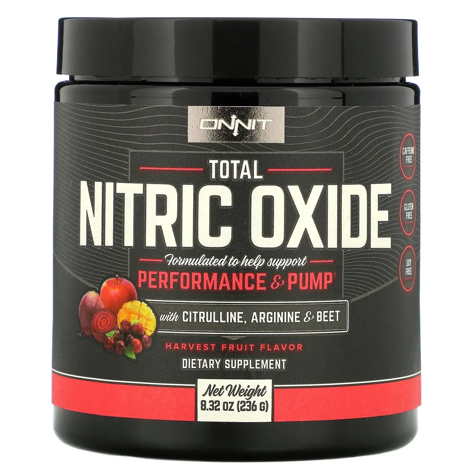 Onnit, Monoxyde d'azote total, avec citrulline, arginine et betterave, récolte de fruits, 236 g