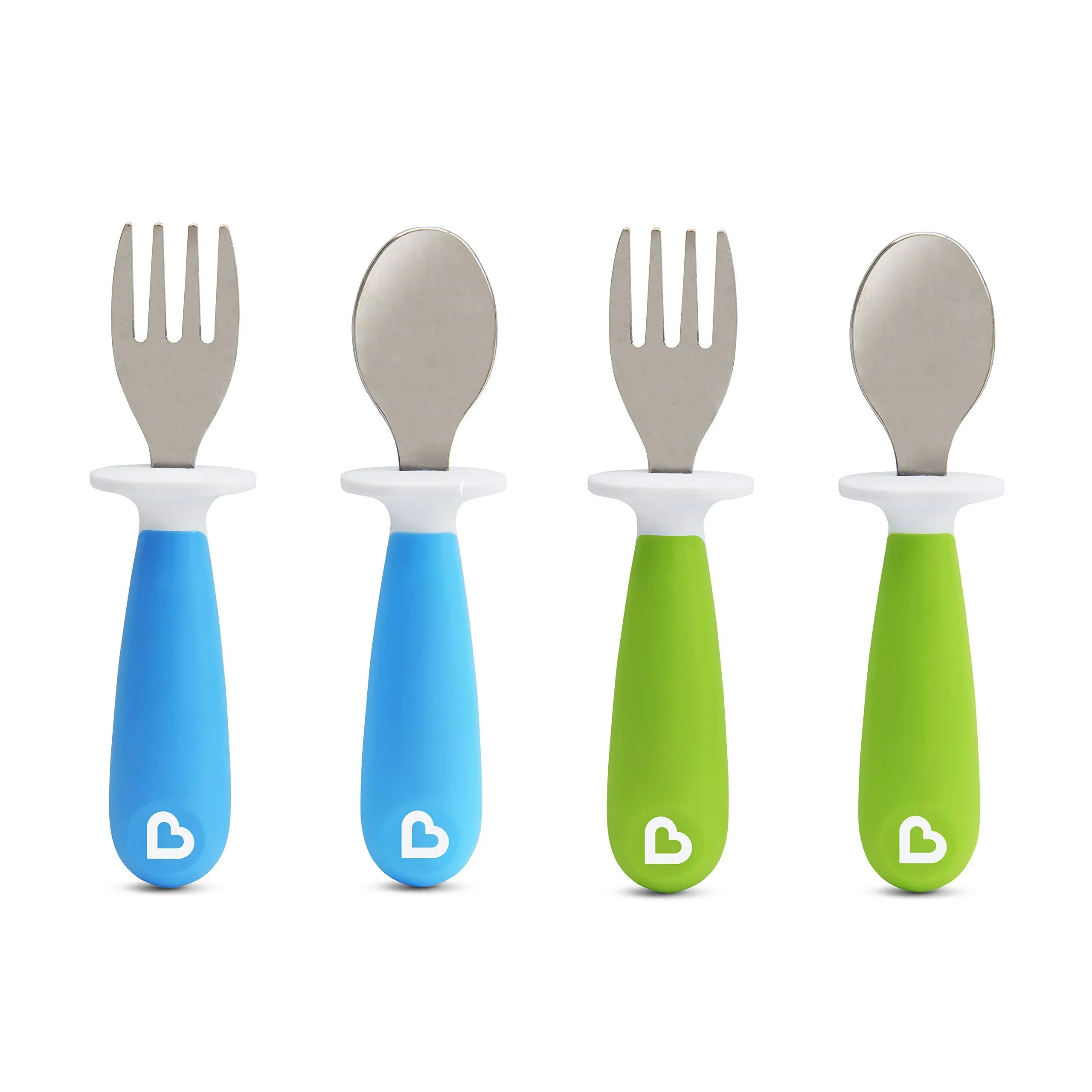 Munchkin® Raise™ Toddler Fork and Spoon Utensil Set, 4 Pack, Blue/Green, Unisex