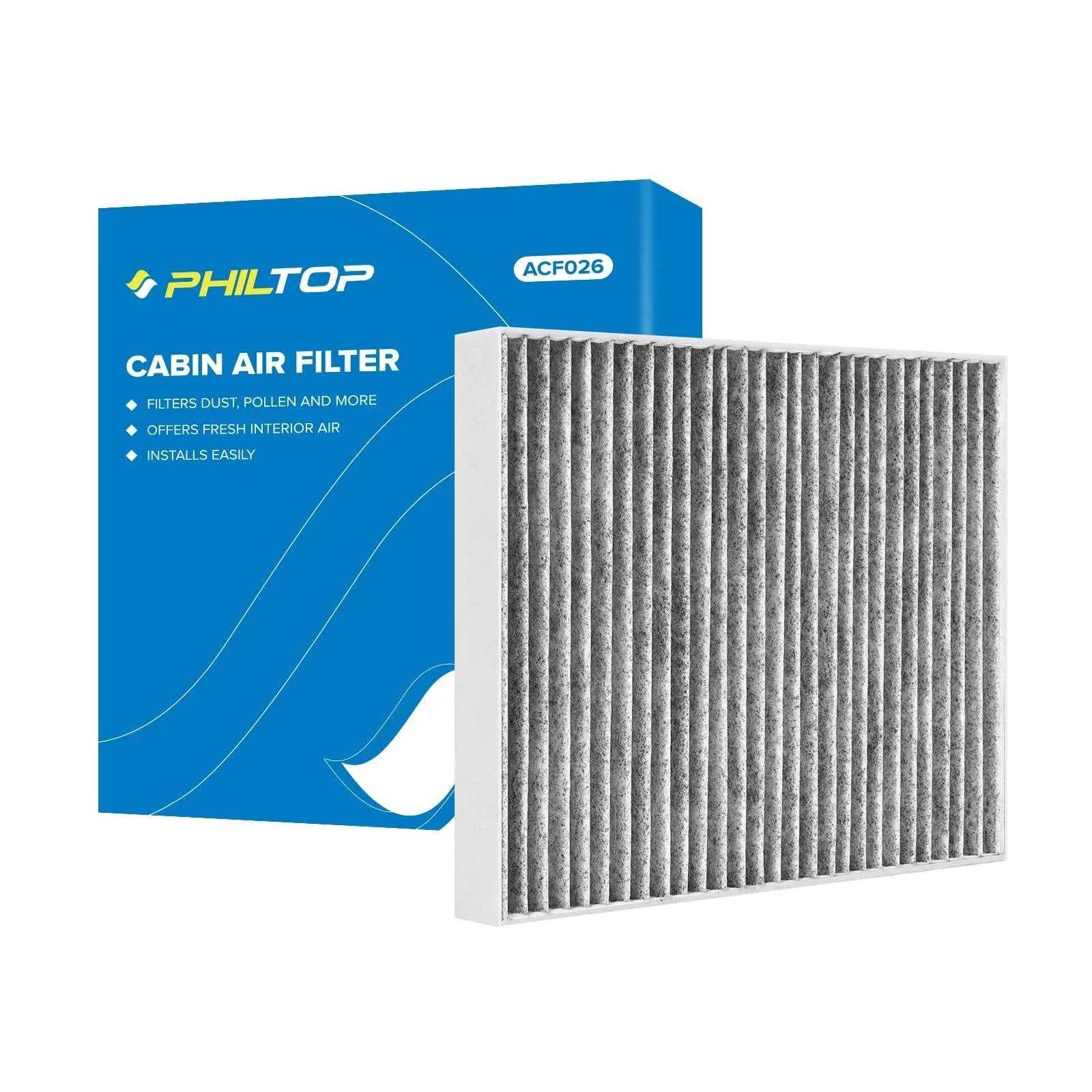 PHILTOP Cabin Air Filter, Replacement for CF11176, Explorer 2011-2019, Taurus 2009-2019, Flex 2009-2019, Premium ACF026 Cabin Filter with Activated Carbon Clean Airflow, Filter Up Dust Pollen