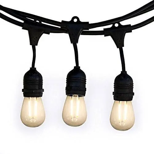 Holiday Lighting Outlet LED Outdoor Patio Lights | 46-Foot Hanging Outdoor String ...