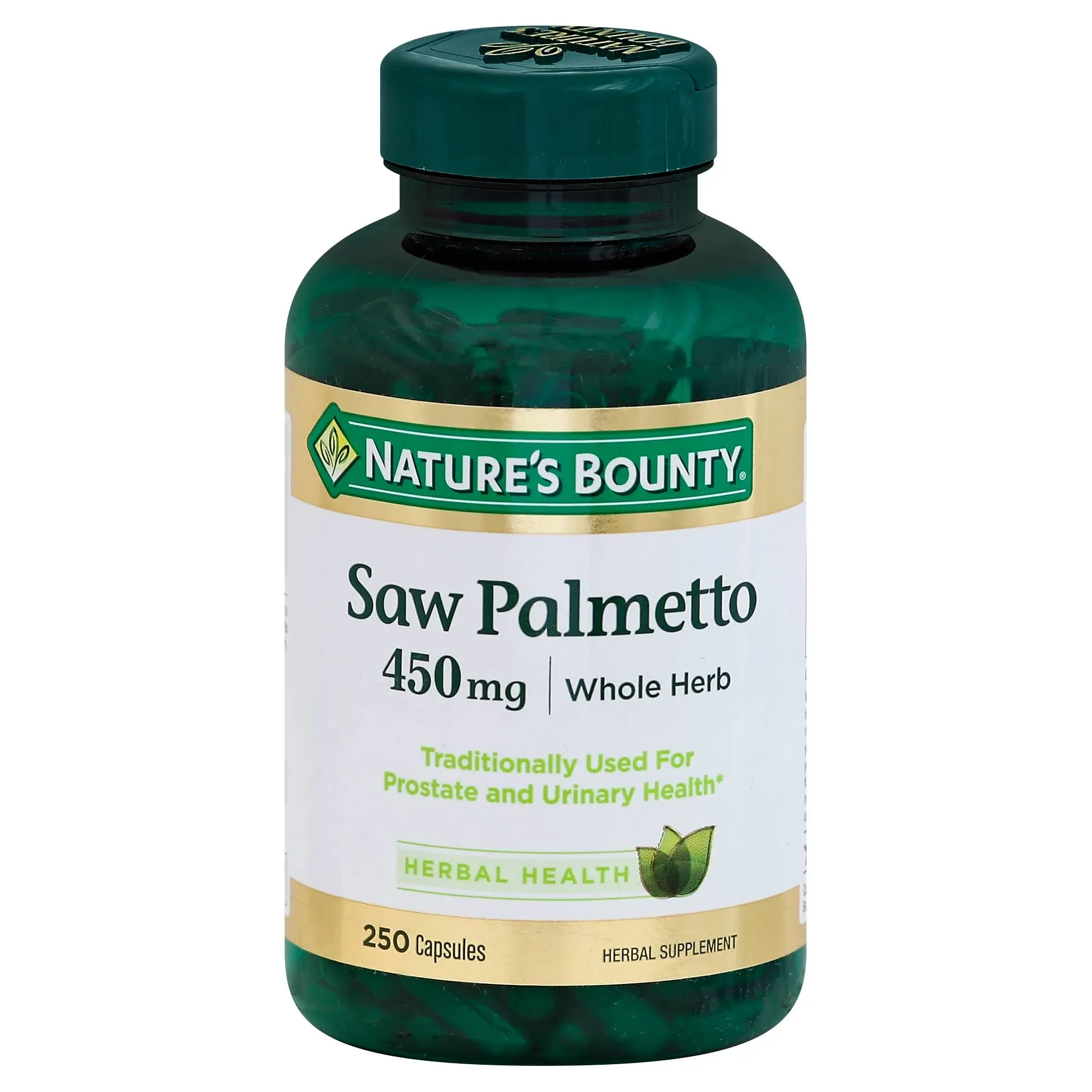 Nature's Bounty Saw Palmetto, Herbal Health Supplement, 450mg, Capsules, 100 Ct