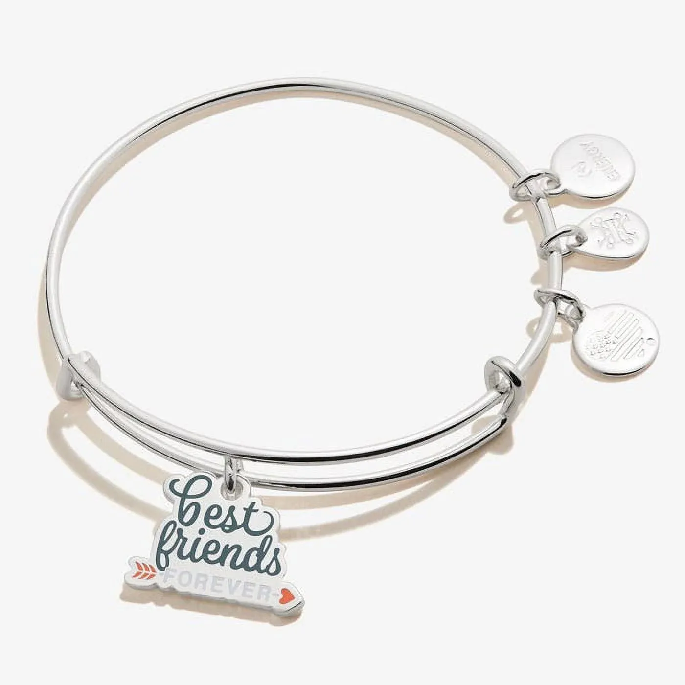 Alex and Ani Occasions Expandable Bangle for Women, Best Friends Forever Charm, Shiny Silver Finish, 2 to 3.5 in, One Size (A21EBBFFSS)