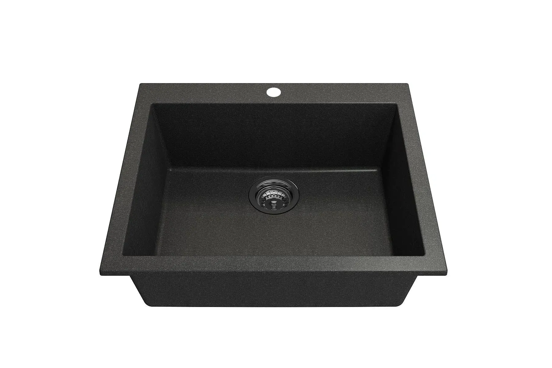 BOCCHI Campino Uno Dual Mount Granite Composite 24 in. Single Bowl Kitchen Sink with Strainer in Matte Black