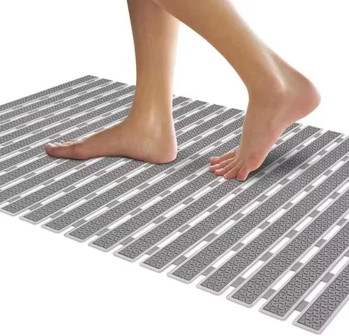 SELIBRE Non Slip Bathtub Mat for Elderly, Massage Function Bathtub Mat with Strong Suction Cups and Drain Holes for Bathroom, Elderly, TPR+PP, (27.5" x16" Gery)