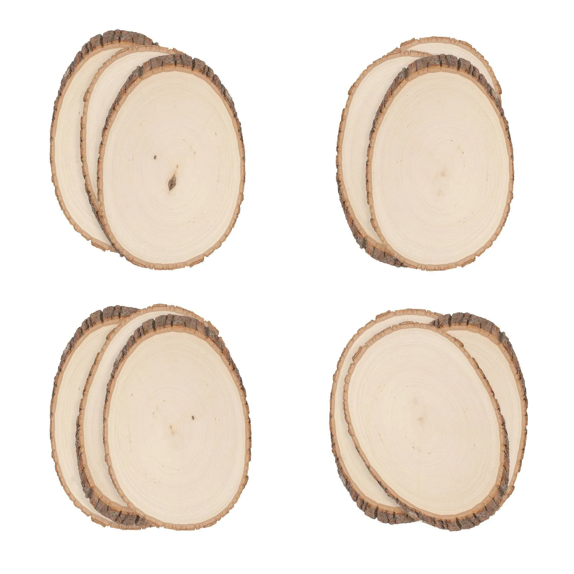 Walnut Hollow Basswood Round, Medium 7-9" Wide with Live Edge Wood (Pack of 12) - for Wood Burning, Home Décor, and Rustic Weddings