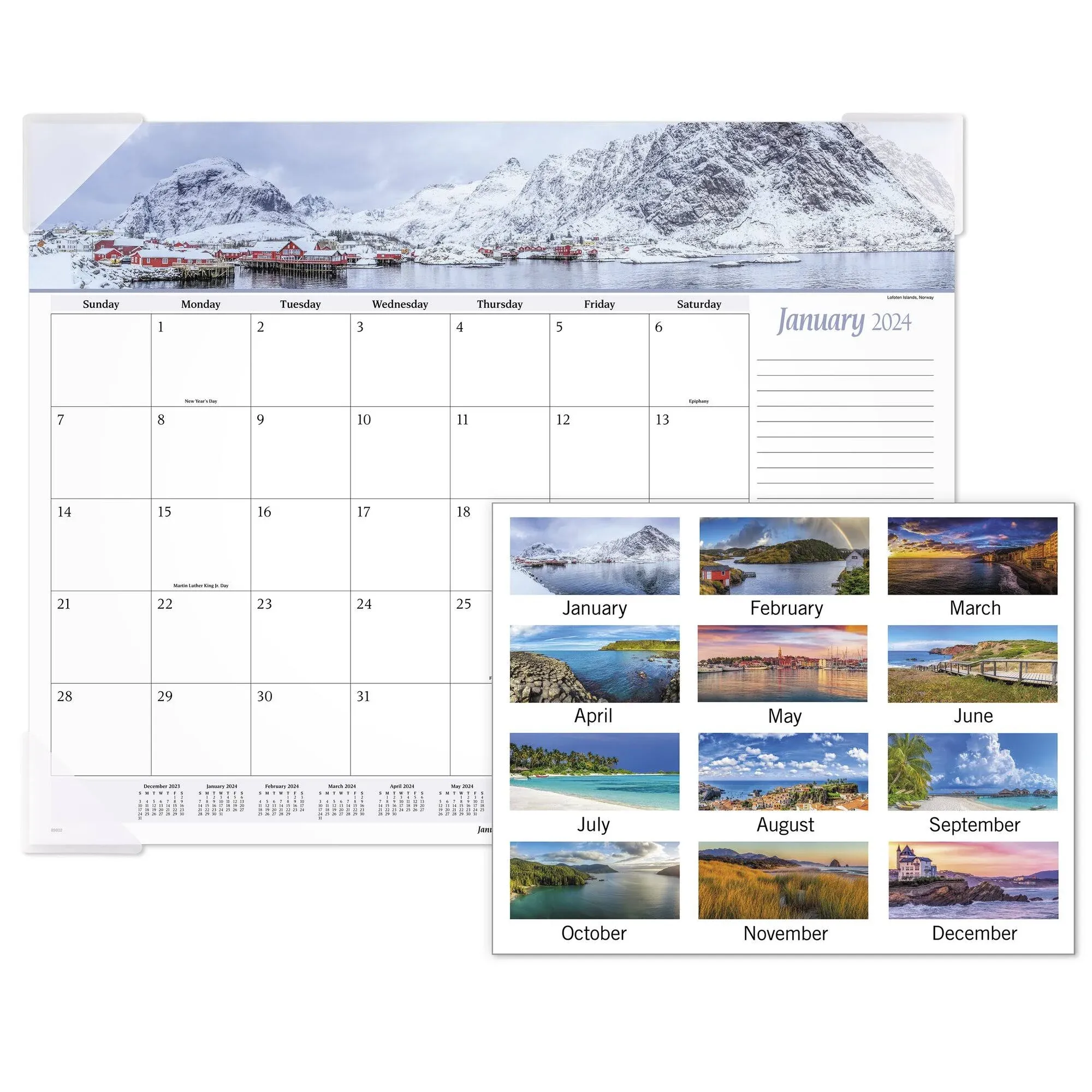 AT-A-GLANCE Panoramic Seascape Monthly Desk Pad Calendar