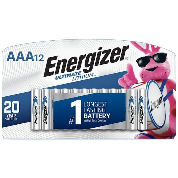 Energizer Ultimate Lithium AAA Batteries (12 Pack), Lithium Triple A Batteries L92SBP-12