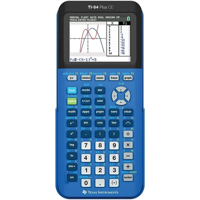 TI-84 Plus Ce Color Graphing Calculator Bionic Blue 