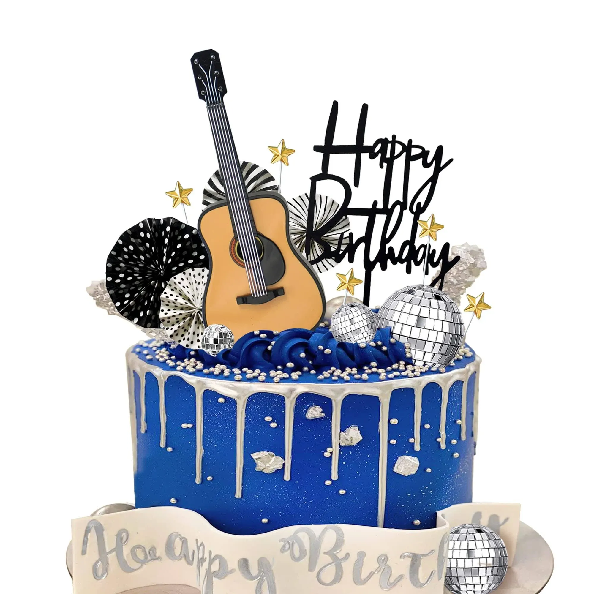 15 PCS Guitar Cake Toppers Disco Ball Cake Toppers Music Theme Birthday Cake Toppers Guitar Model Cake Decorations For Musician Birthday Party Rock Theme Party Guitar Theme party Supplies