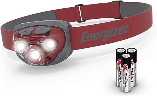 Energizer LED Headlamp, Bright Headlamp for Outdoors, Camping and Mechanic Work Light, Includes Batteries, Pack of 1, Rust Red