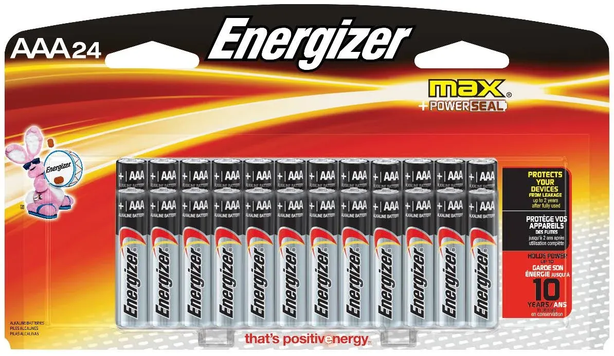 Energizer Max AAA Alkaline Battery, Silver - 24 pack