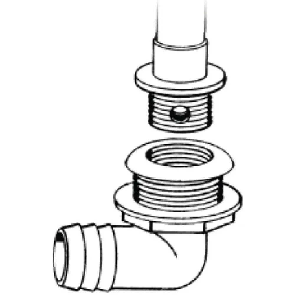 T-H Marine TH1890T Livewell Drain 1 1/8 in Low Th