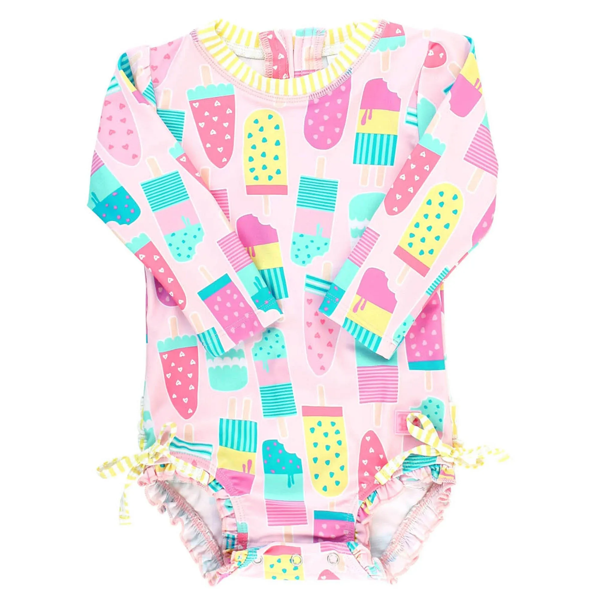 Ruffle Butts-Long Sleeve One Piece Rash Guard-Ice Cream Social