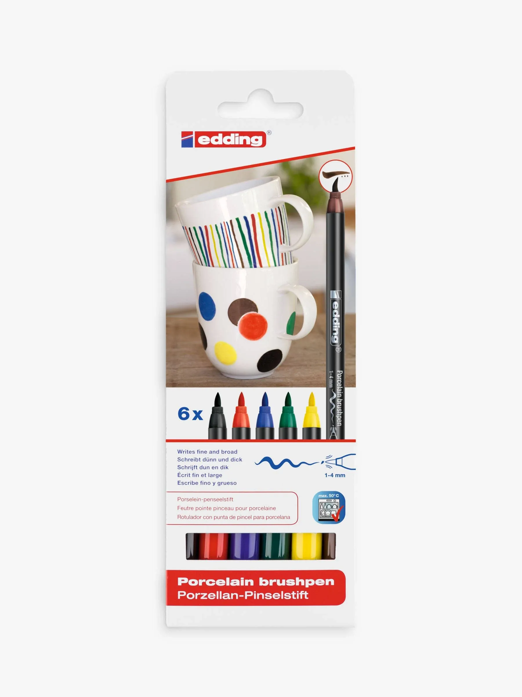 Edding 4200 Porcelain Brush Pen Set 6 Colors