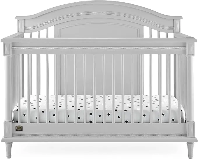 Delta Children Simmons Kids Juliette 6-in-1 Convertible Crib with Toddler Rail, Greenguard Gold Certified, Moonstruck Grey