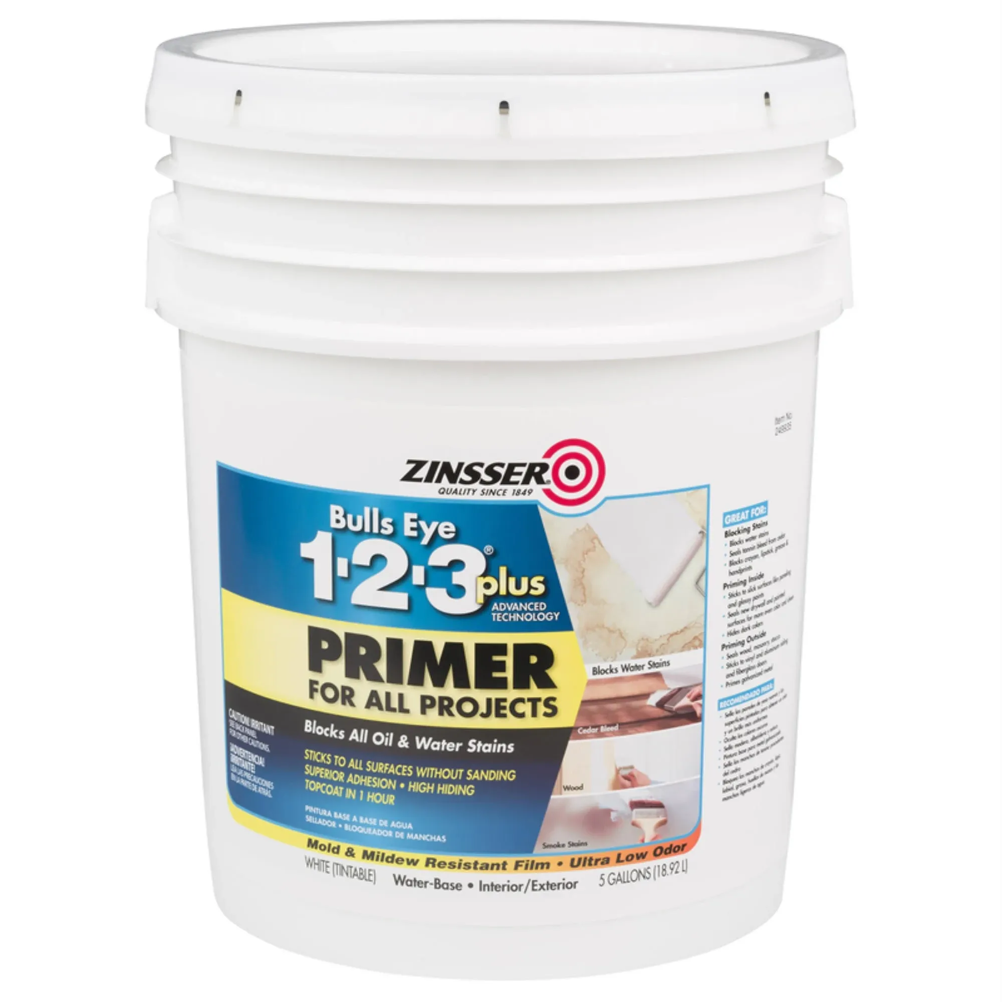 Zinsser 249935 5 Gal Bulls Eye 1-2-3 Plus Primer - White