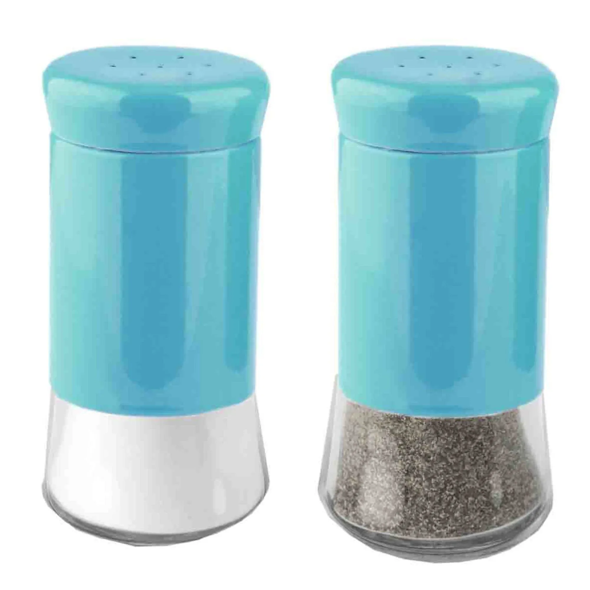 Retro-Styled Stainless Steel Salt and Pepper Shakers (Red), By Home Basics | 2 Piece Shakers for Salt, Pepper, Cumin, Cinnamon, Paprika, and More | With See-Through Glass Bases