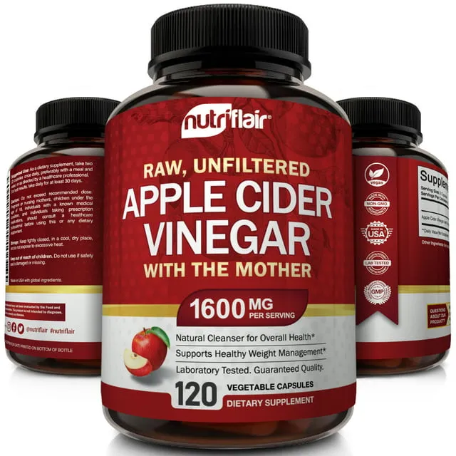 ▶ Apple Cider Vinegar Capsules - 1600mg with The Mother 120 Vegan Keto Pills  | eBay