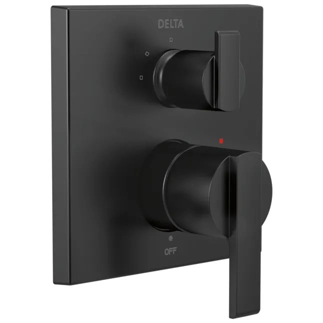 Delta Ara: Angular Modern Monitor 14 Series Valve Trim with 3-Setting Integrated Diverter, T24867 Matte Black