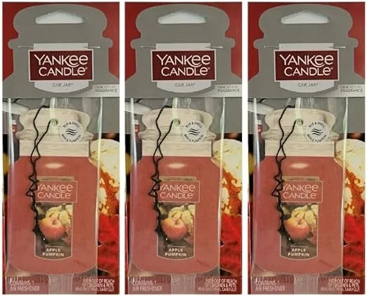 Yankee Candle Fall/Autumn Holiday Car Jar Paperboard (Apple Pumpkin 3 Pack)