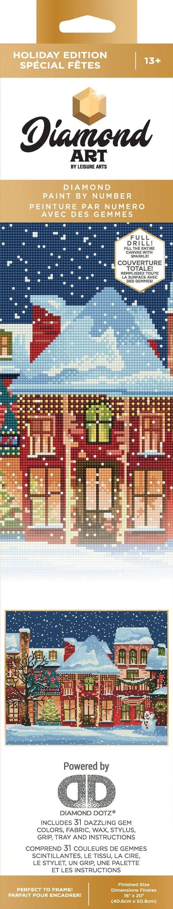 Leisure Arts Diamond Art Premium Kit Holiday Edition 20&#034; x 16&#034; HOLIDAY VILLAGE