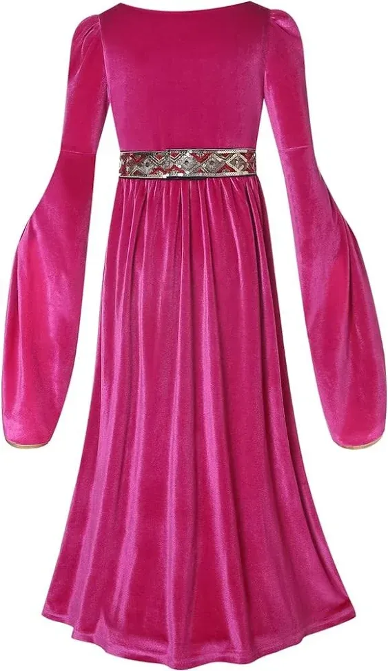 Pettigirl Girls Renaissance Queen Rose Dress Up Cosplay Royalty Medieval Princess Fancy Costume