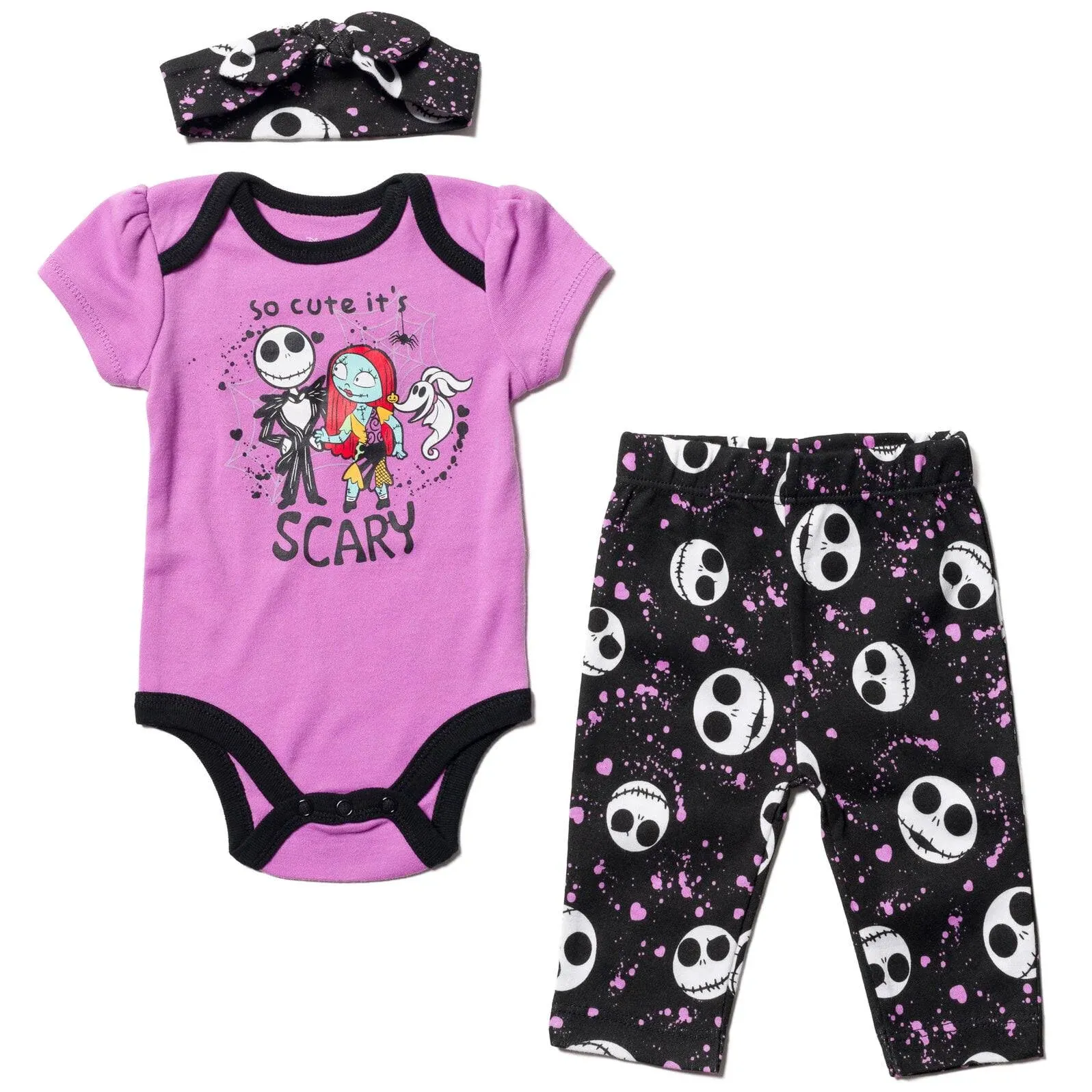 Disney Nightmare Before Christmas Zero Sally Jack Skellington Baby Girls Bodysuit ...