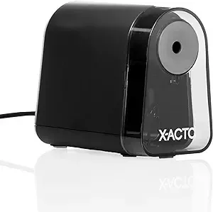 X-ACTO Pencil Sharpener, Mighty Mite Electric Pencil Sharpener, With Pencil Saver, SafeStart Motor, Black, 1 Count