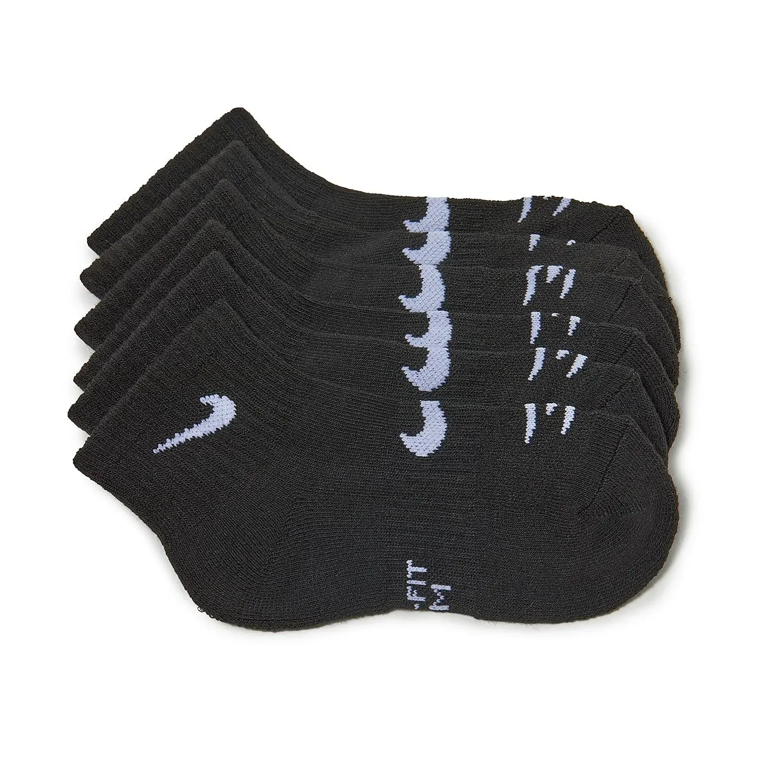 NIKE 3 Brand Boys Socks 1/4 Crew Cushioned Breathable 6 Pack Shoe Size 5Y-7Y