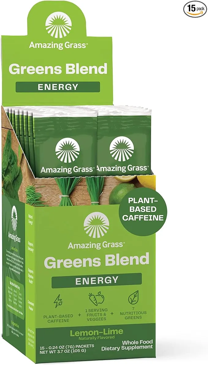 Amazing Grass Green Superfood Drink Powder, Lemon Lime - 15 pack, 0.25 oz each