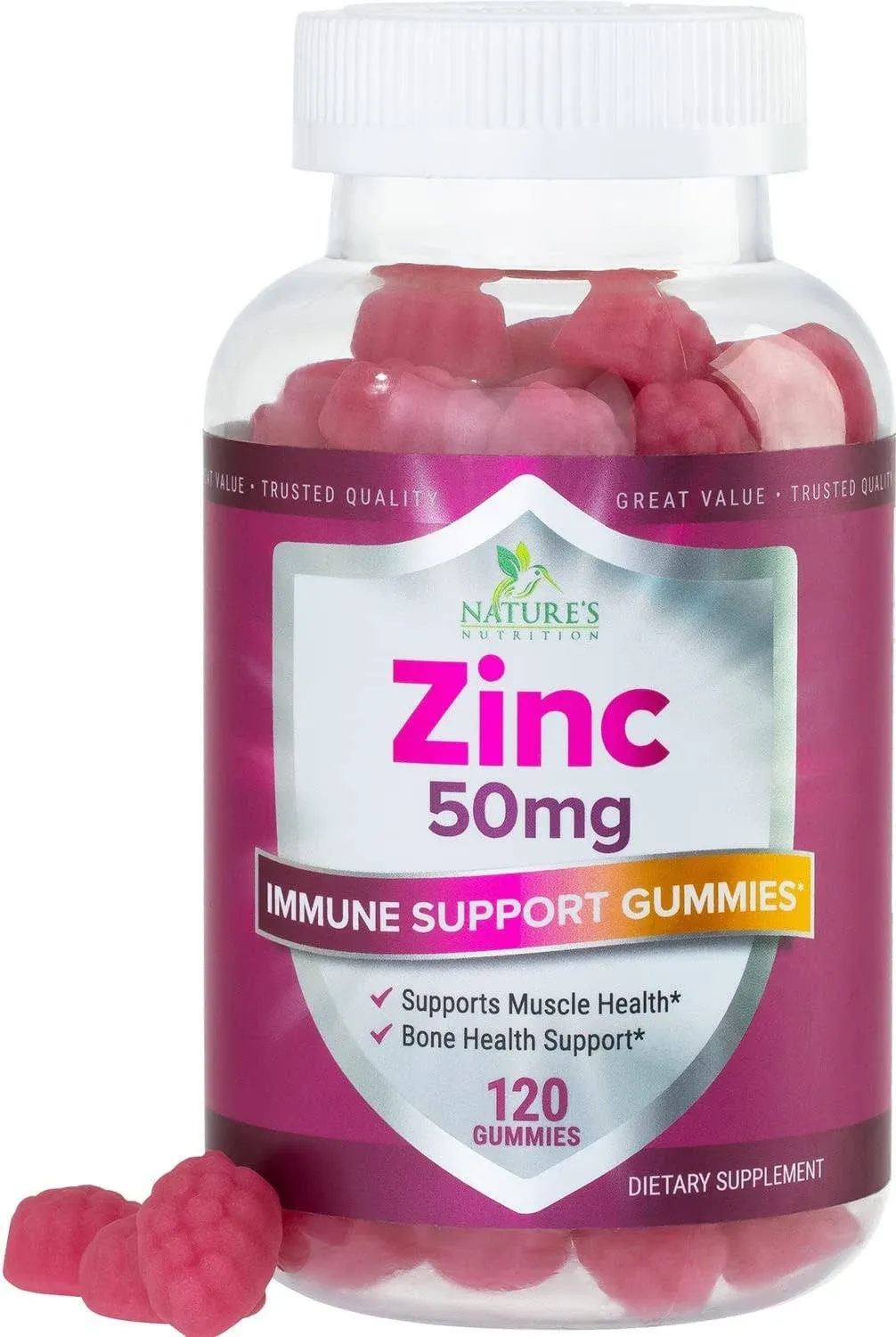 Zinc Gummies for Adults 50mg - High Absorption Immune Health Support Gummy & Antioxidant Supplement, Dietary Supplement Zinc Vitamin for Men and Women, Vegan, Non-GMO and Gluten Free