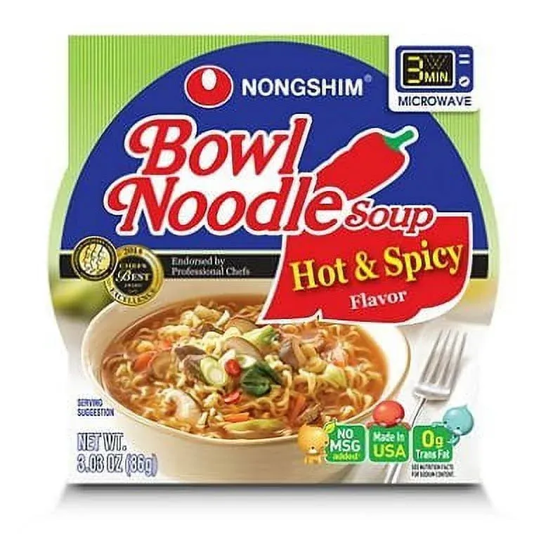 Nongshim Noodle Soup, Bowl, Hot & Spicy Flavor