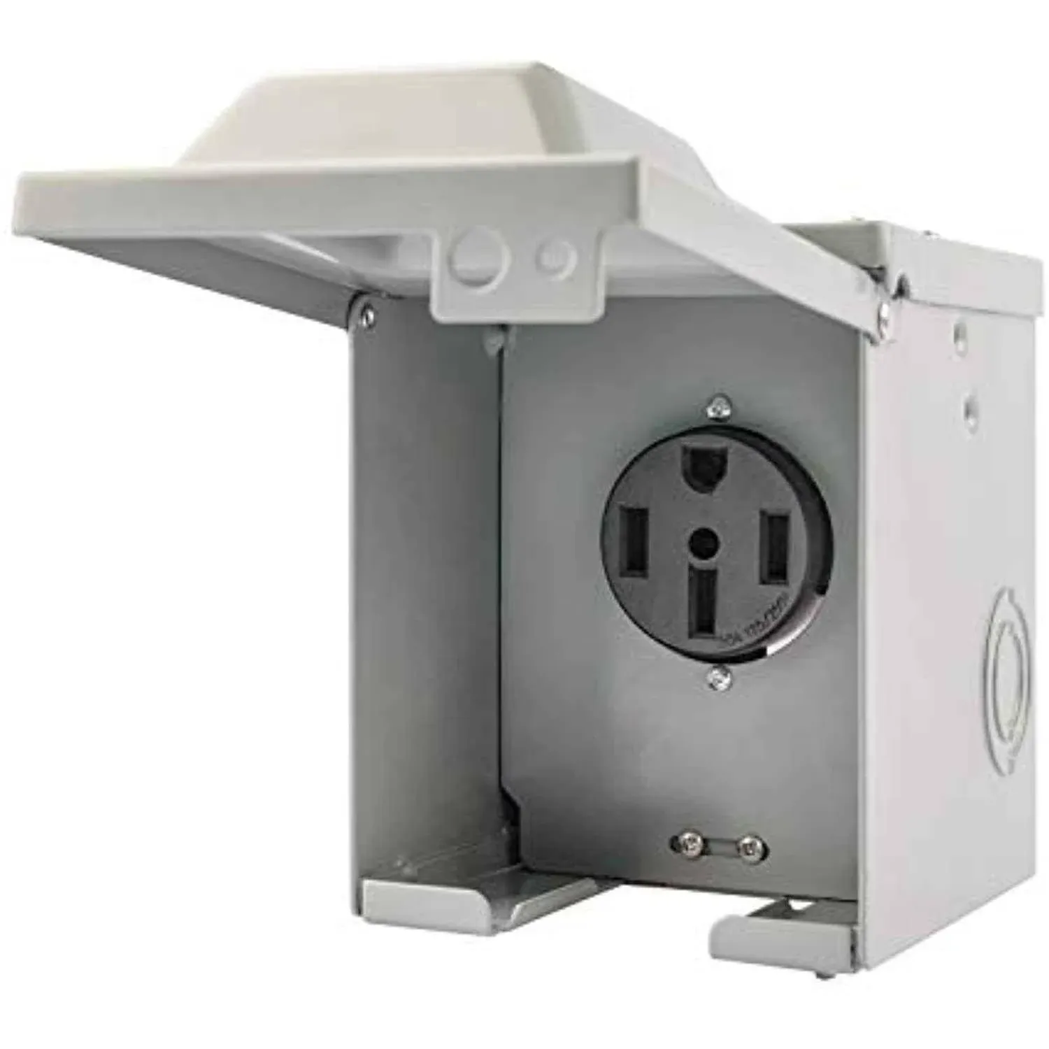 50 Amp 125/250 Volt RV/EV Power Outlet Box, Enclosed Lockable Weatherproof Outdo