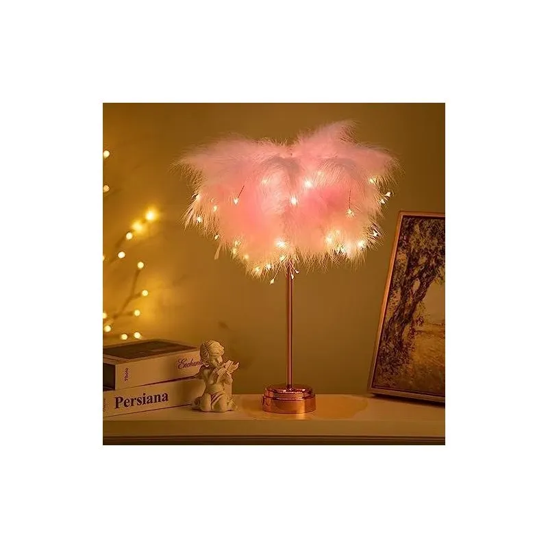 White Feather Lamp - LED Atmosphere Feather Night Lights Bedside Lamps for Mother, Girlfriend Home Girl Room Wedding Decoration