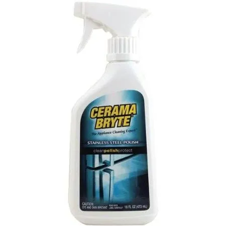 Cerama Bryte Stainless Steel Polish Spray, Streak-Free Shine, Clean and Protect, High Strength Formula. 16 Fl Oz (Pack of 1)