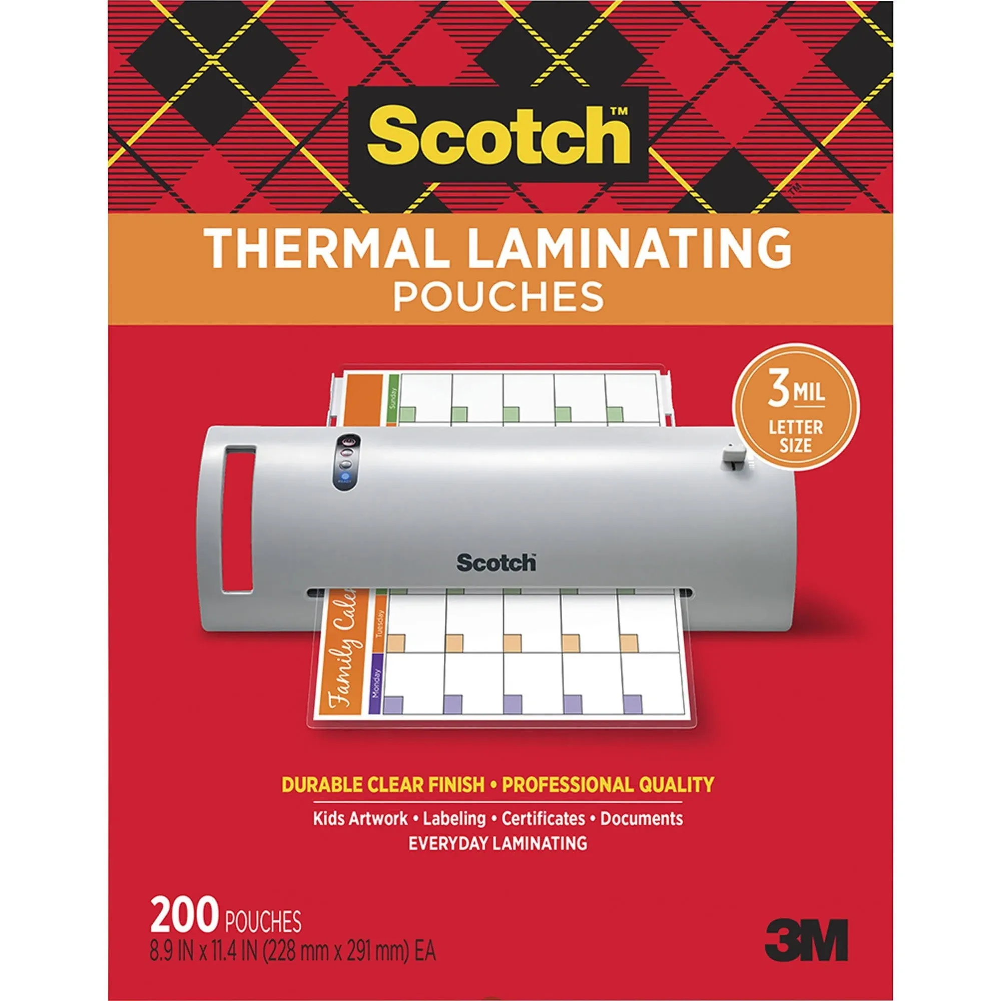 Scotch Thermal Laminating Pouches, Letter Size, Clear - 200 count