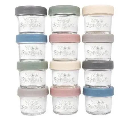 WeeSprout Glass Baby Food Storage Jars w/ Lids - 4oz, 12 Pack Set