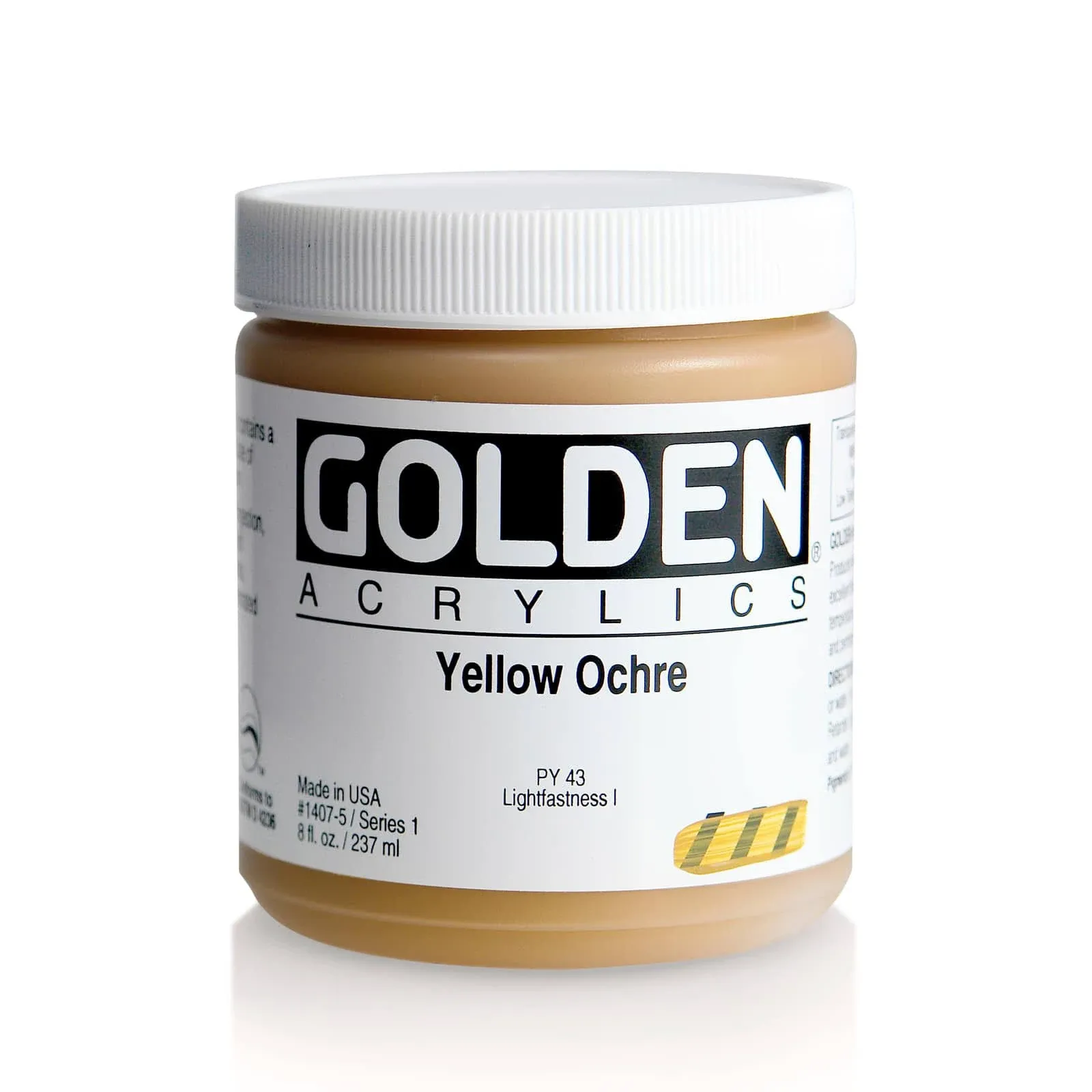 Golden Heavy Body Artist Acrylics - Yellow Ochre, 8 oz Jar