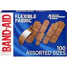 Band-Aid - Flexible Fabric Adhesive Bandages, Assorted, 100/Box