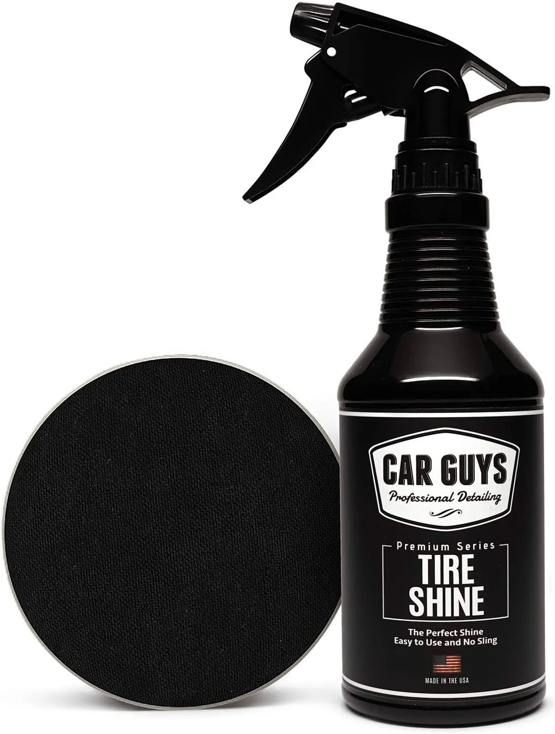 CAR GUYS Tire Shine Spray | The Perfect Shine | Durable and User Friendly Tire Dressing | Long Lasting UV Protection | 18 Oz Kit with Applicator Pad