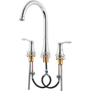 PARLOS High Arc 2-Handle Widespread Roman Tub Faucet with Valve & Faucet Supply Lines, Chrome, Demeter 1436201