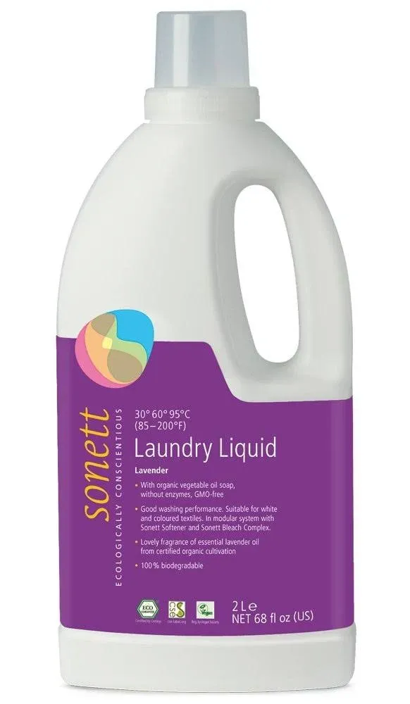 Sonett Organic Laundry Liquid Detergents Soap All Textiles (Lavender, 1 Count) Certified Organically Grown