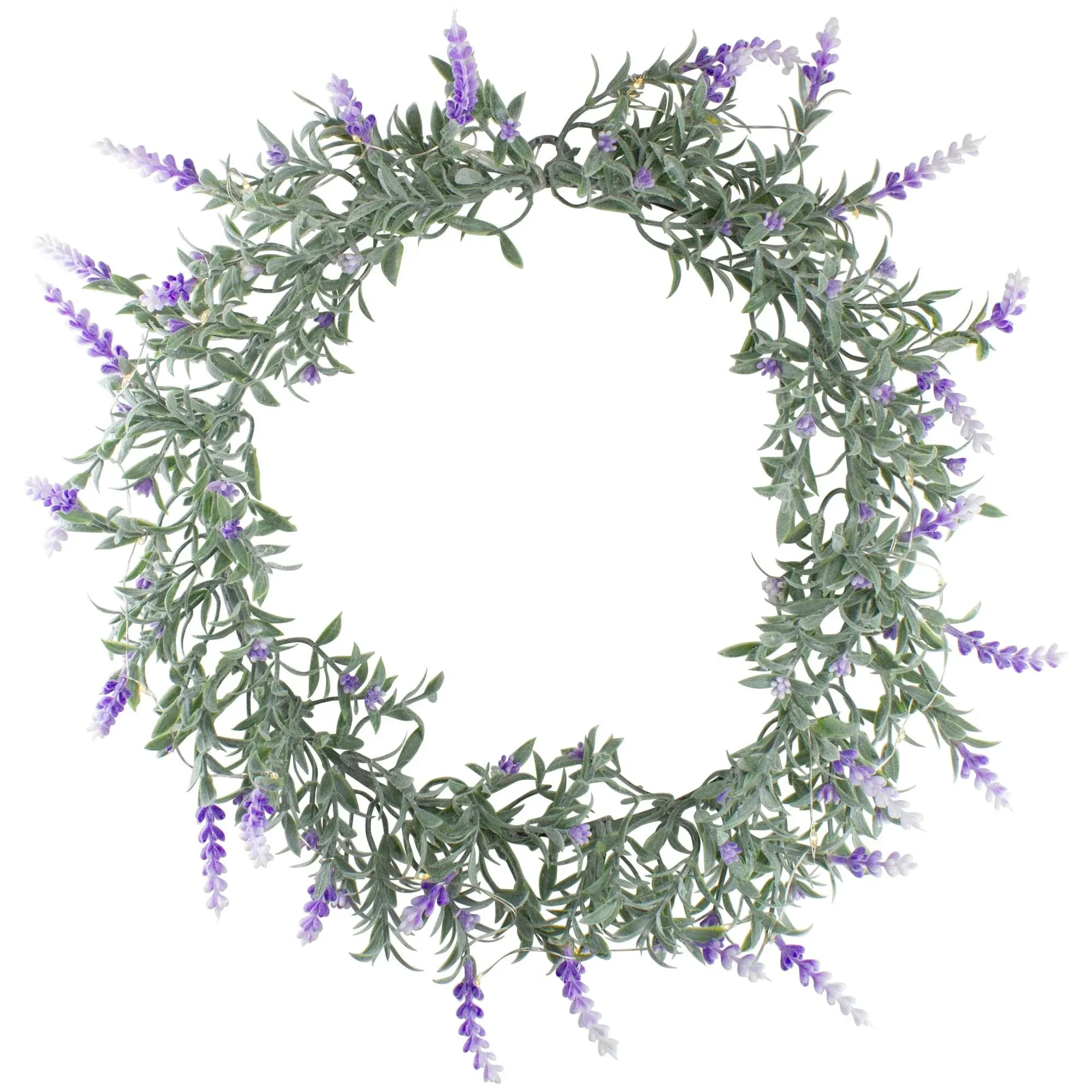 LED Lighted Artificial White Lavender Spring Wreath, 16" White Lights - Modern - Wreaths And Garlands - by Northlight Seasonal | Houzz