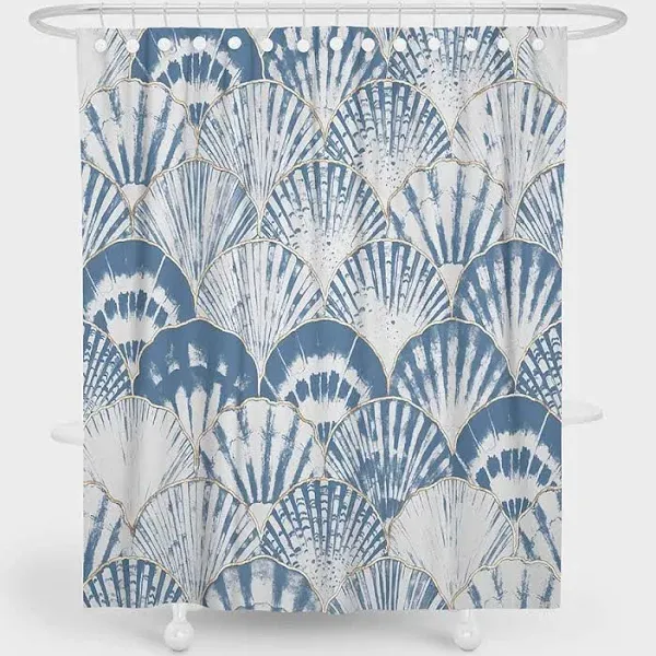 SHENGJUN 72" x 72" Nautical Coastal Shower Curtain Seashell Coral Beach Bathroom ...