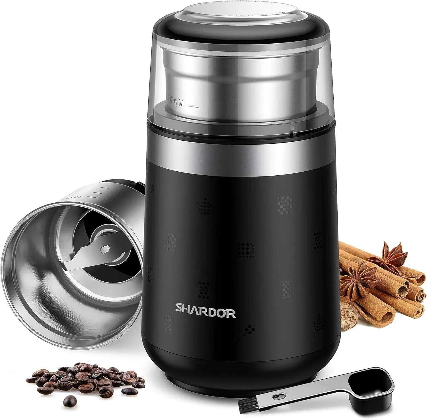 SHARDOR Super Silent Coffee Grinder Electric, Herb Grinder, Spice Grinder, Coffee Bean Grinder, Espresso Grinder with 1 Removable Stainless Steel Bowl, Black