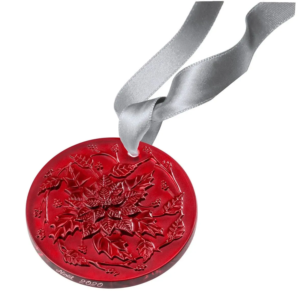 LALIQUE CRYSTAL 2020 POINSETTIA CHRISTMAS ORNAMENT RED #10724800 BRAND NIB F/SH